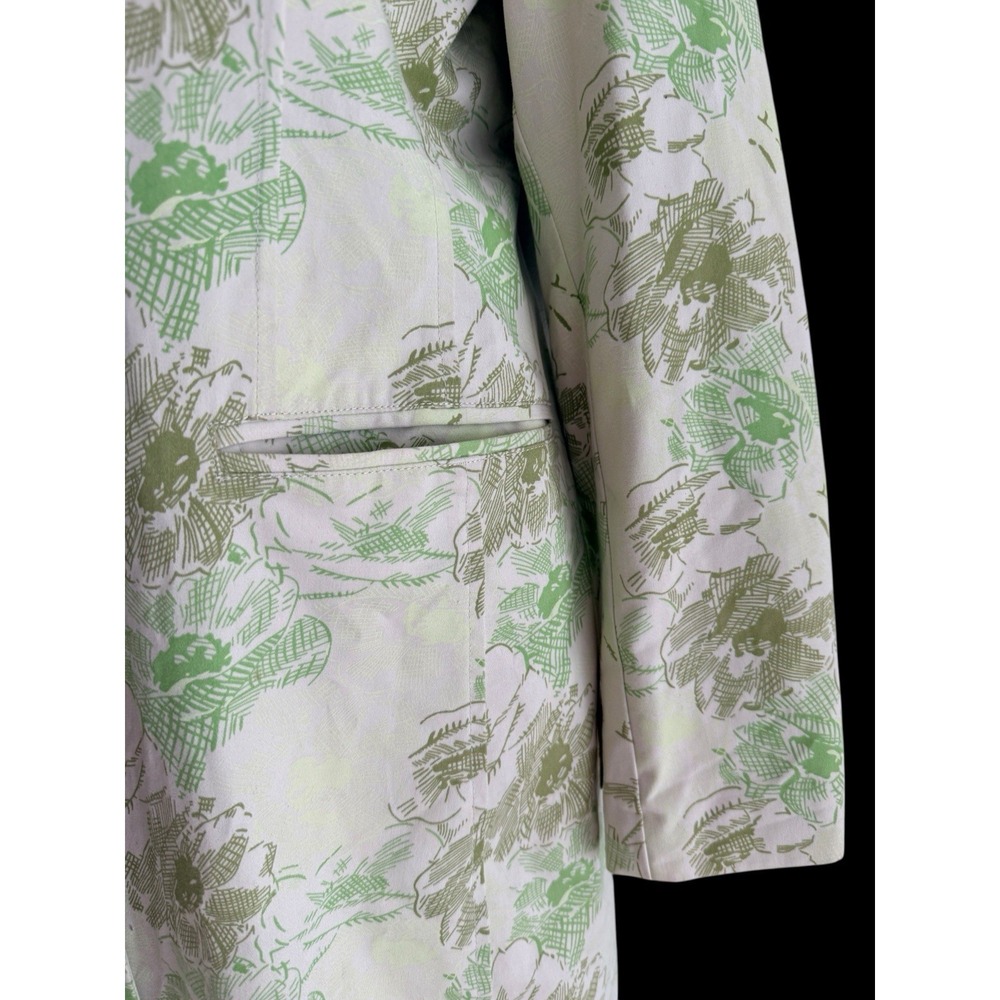 VTG Trench Coat Old Navy M Floral Ivory Botanical Toile Spring Lined Pockets Y2K - Picture 6 of 13